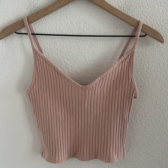 H&M Divided Ribbed Crop Tanks Gray Pink Small - Picture 6 of 8